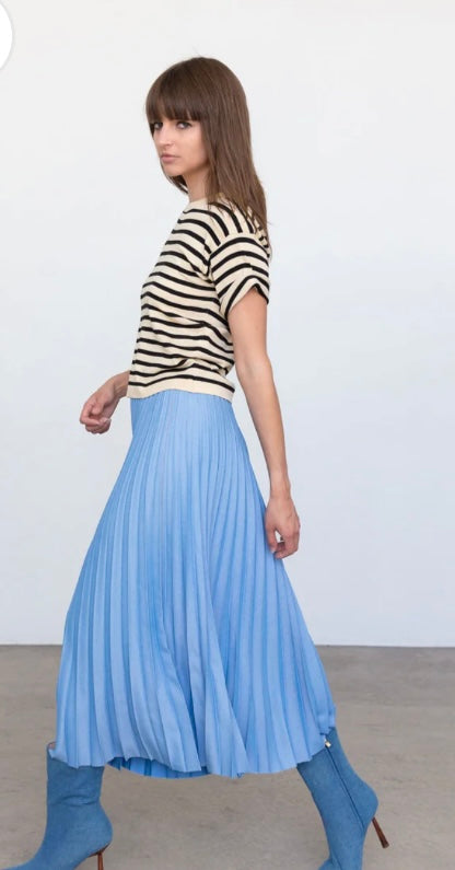 DENIM PLEATED SKIRT