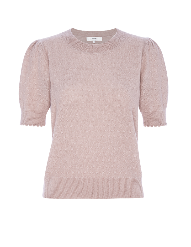 POINTELLE PUFF SLEEVE SWEATER